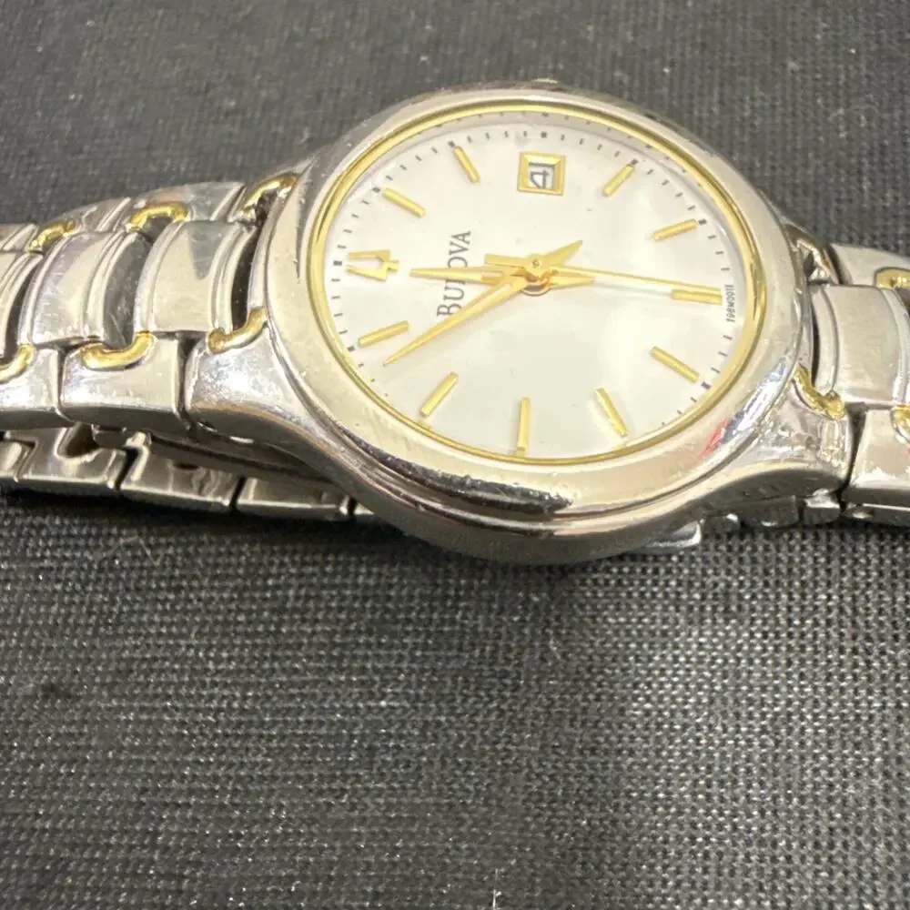 Women's Bulova 98M001 Watch New Battery 29mm Case Mother Of Pearl 5.75 Band (Z5)